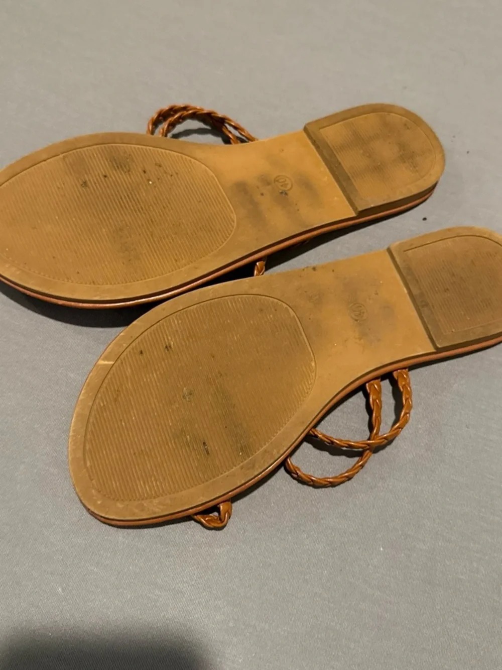 Braided Strap Tan Women's Slide Sandals